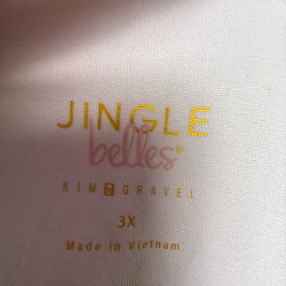 Jingle Belles Kim Gravel Sequin Sleeve White Top Womens 3X Party NWOT QVC - Picture 3 of 10